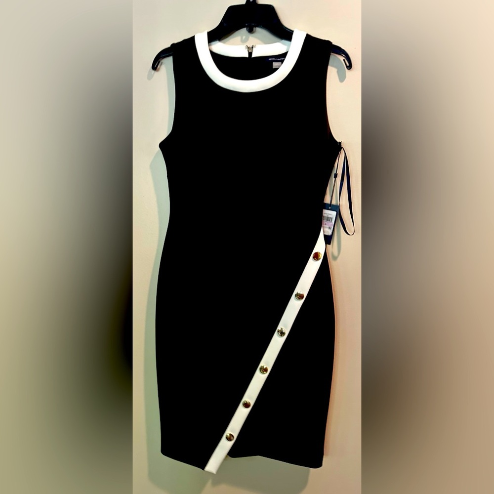 Tommy Hilfiger Women's black with white trim  sleeveless dress.